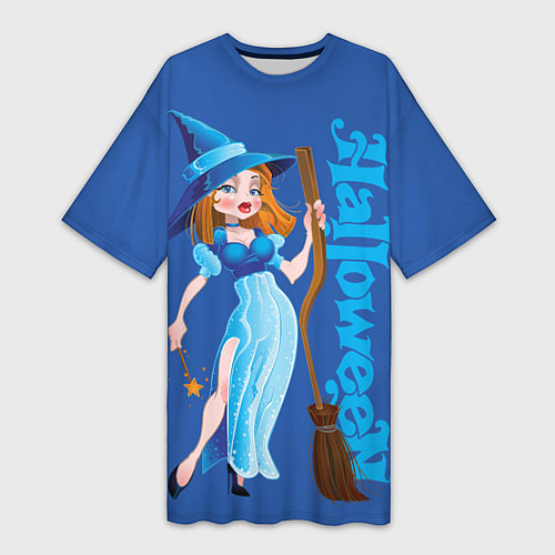 Женская длинная футболка Ведьма с волшебной палочкой / 3D-принт – фото 1