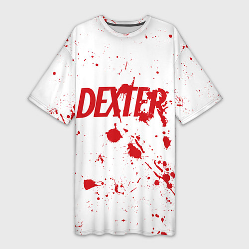 Женская длинная футболка Dexter logo Декстер брызги крови / 3D-принт – фото 1