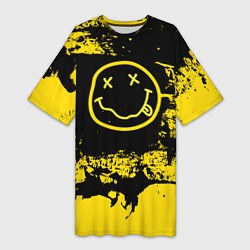 Женская длинная футболка Нирвана Гранж Nirvana Smile