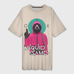 Футболка женская длинная Squid game - Игра в кальмара треугольник, цвет: 3D-принт