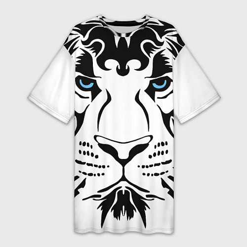 Женская длинная футболка Водяной голубоглазый тигр / 3D-принт – фото 1