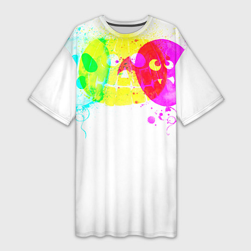 Женская длинная футболка Призраки Хэллоуина полиэстер / 3D-принт – фото 1