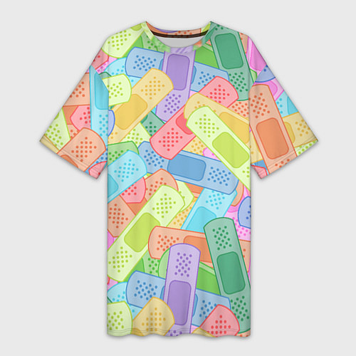 Женская длинная футболка Цветные пластыри / 3D-принт – фото 1