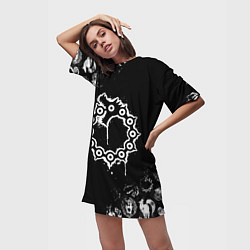 Футболка женская длинная 7 СМЕРТНЫХ ГРЕХОВ МЕЛОДИАС СИМВОЛ ДРАКОН, цвет: 3D-принт — фото 2