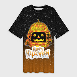 Женская длинная футболка ТЫКВА КОСМОНАВТ SPACE HALLOWEEN