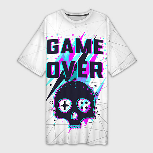 Женская длинная футболка Game OVER - NEON 3D / 3D-принт – фото 1