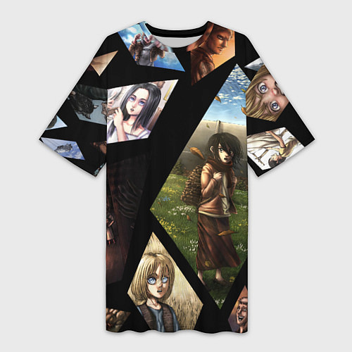 Женская длинная футболка Атака титанов портреты / 3D-принт – фото 1