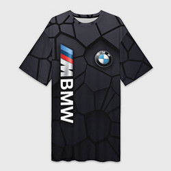 Женская длинная футболка BMW sport 3D плиты 3Д плиты