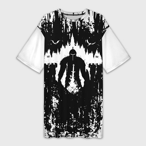 Женская длинная футболка ТЁМНЫЕ ДУШИ DARK SOULS / 3D-принт – фото 1