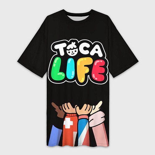 Женская длинная футболка Toca Life: Friends / 3D-принт – фото 1