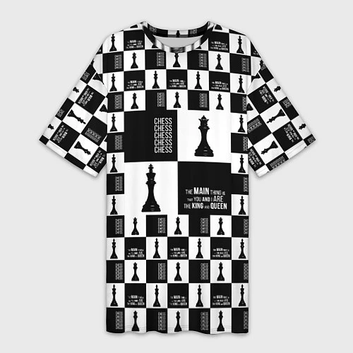 Женская длинная футболка Шахматы Король и королева 2022 / 3D-принт – фото 1