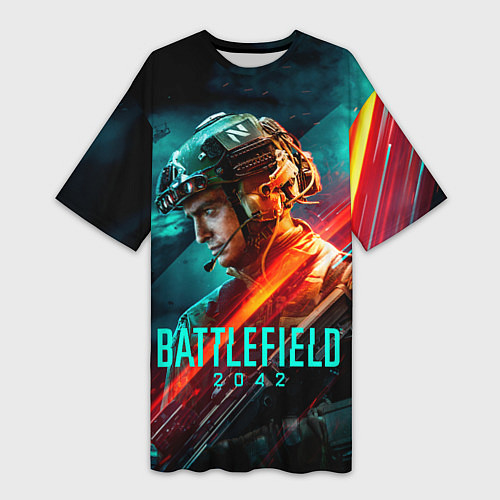Женская длинная футболка Battlefield 2042 game art / 3D-принт – фото 1