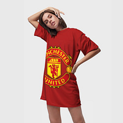 Футболка женская длинная Manchester United F C, цвет: 3D-принт — фото 2