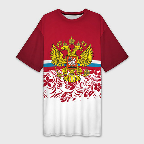 Женская длинная футболка Российский герб / 3D-принт – фото 1