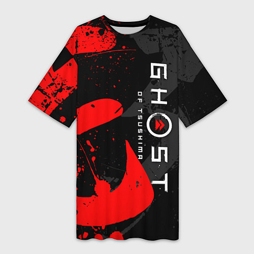 Женская длинная футболка GHOST OF TSUSHIMA ПРИЗРАК ЦУСИМЫ / 3D-принт – фото 1