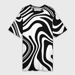Женская длинная футболка Черно-белые полосы Black and white stripes