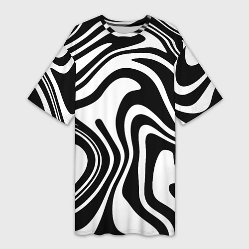 Женская длинная футболка Черно-белые полосы Black and white stripes / 3D-принт – фото 1