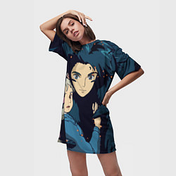 Футболка женская длинная Ходячий замок Софи и Хаул летят, цвет: 3D-принт — фото 2