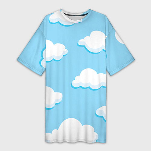 Женская длинная футболка Белые облака / 3D-принт – фото 1
