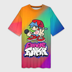 Футболка женская длинная BOYFRIEND FRIDAY NIGHT FUNKIN, цвет: 3D-принт