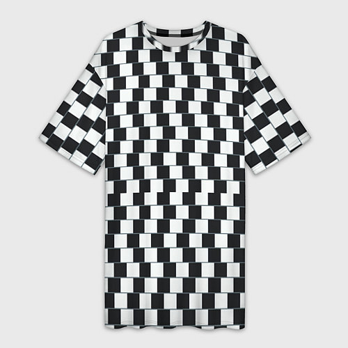 Женская длинная футболка Шахматная Иллюзия Искажения / 3D-принт – фото 1