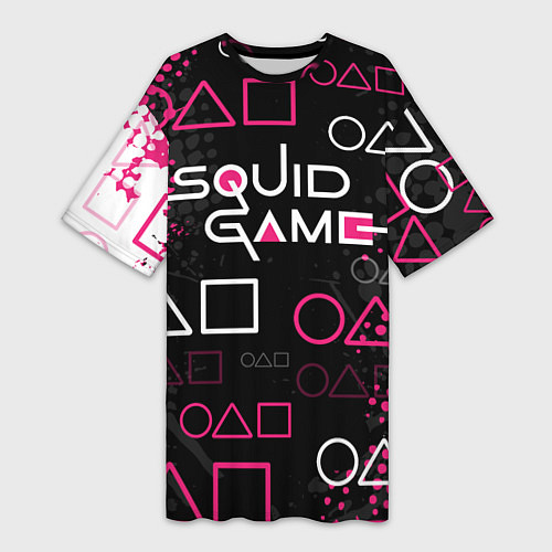 Женская длинная футболка Игра в кальмара: Гранж / 3D-принт – фото 1