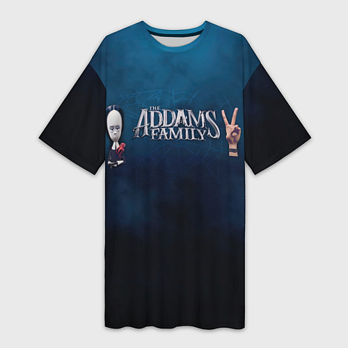 Женская длинная футболка Семейка Аддамс Горящий Тур Уэнздэй Аддамс / 3D-принт – фото 1