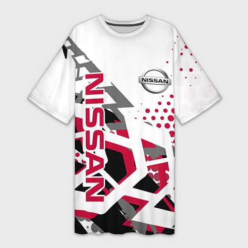 Женская длинная футболка Nissan Ниссан / 3D-принт – фото 1