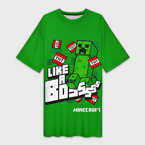 Женская длинная футболка LIKE A BOSS Minecraft Creepe / 3D-принт – фото 1