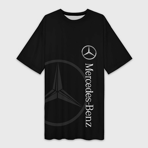 Женская длинная футболка Логотип Мерседес / 3D-принт – фото 1