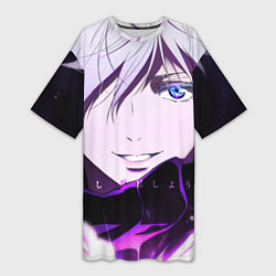 Женская длинная футболка Сатору Гото кастует заклинание