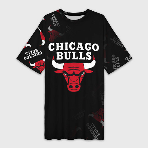 Женская длинная футболка ЧИКАГО БУЛЛС БЫКИ CHICAGO BULLS / 3D-принт – фото 1