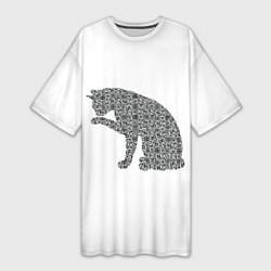 Женская длинная футболка QR Кот Версия 2
