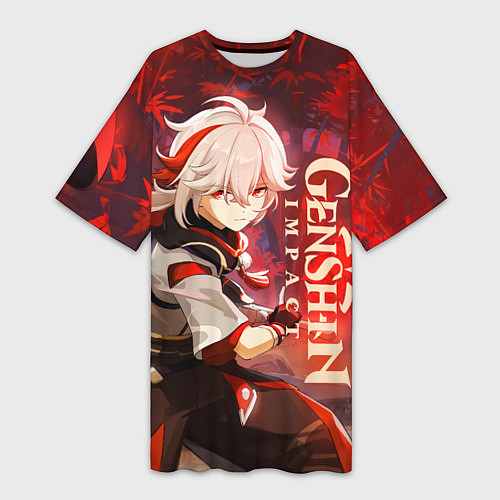 Женская длинная футболка Геншин импакт: Кадзуха / 3D-принт – фото 1