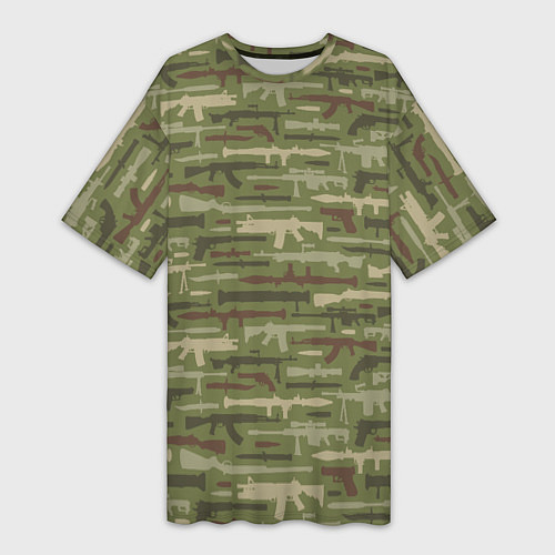 Женская длинная футболка Оружие камуфляж / 3D-принт – фото 1