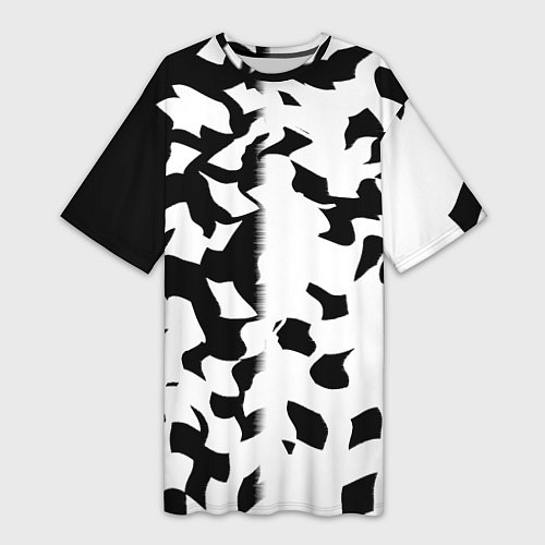 Женская длинная футболка Черно-белый камуфляж / 3D-принт – фото 1