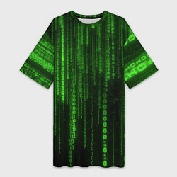 Женская длинная футболка Матрица двоичный код