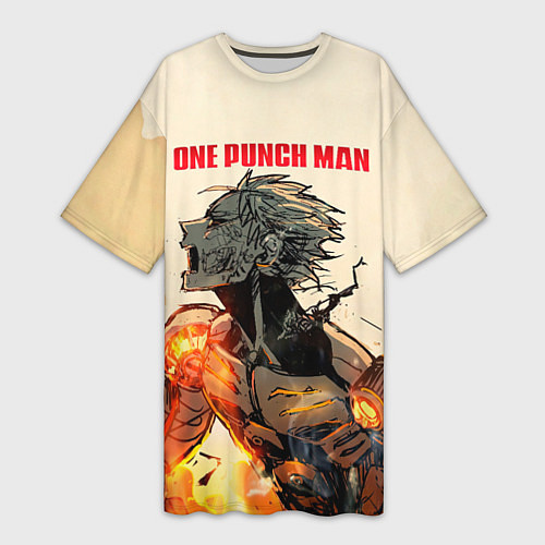 Женская длинная футболка Разрушение Геноса One Punch-Man / 3D-принт – фото 1