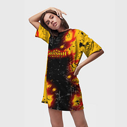 Футболка женская длинная Genshin Impact: Аниме, цвет: 3D-принт — фото 2