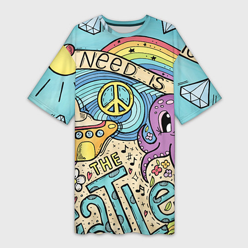 Женская длинная футболка All you need is The Beatles / 3D-принт – фото 1