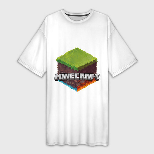 Женская длинная футболка Minecraft кубик / 3D-принт – фото 1