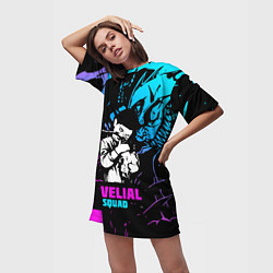 Футболка женская длинная Velial Squad neon, цвет: 3D-принт — фото 2