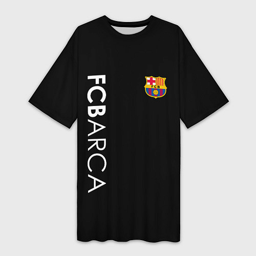 Женская длинная футболка FC BARCA BLACK STYLE / 3D-принт – фото 1