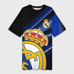 Футболка женская длинная РЕАЛ МАДРИД ГЕОМЕТРИЯ СПОРТ, цвет: 3D-принт