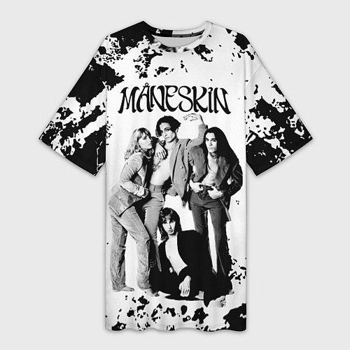Женская длинная футболка Maneskin Монэскин, рок - группа / 3D-принт – фото 1
