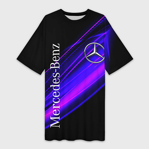 Женская длинная футболка MERCEDES-BENZ МЕРСЕДЕС-БЕНЗ ПУРПУРНЫЙ / 3D-принт – фото 1