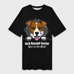 Футболка женская длинная Джек-Рассел-Терьер Jack Russell Terrier, цвет: 3D-принт