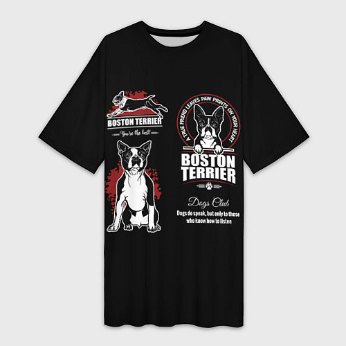 Женская длинная футболка Бостон-Терьер Boston Terrier / 3D-принт – фото 1