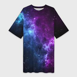 Женская длинная футболка NEON GALAXY НЕОНОВЫЙ КОСМОС