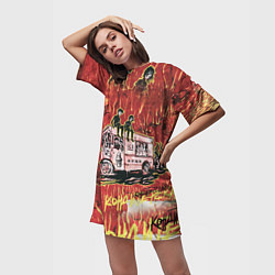 Футболка женская длинная Танцуй В Моем Неоне ЛСП Фараон, цвет: 3D-принт — фото 2